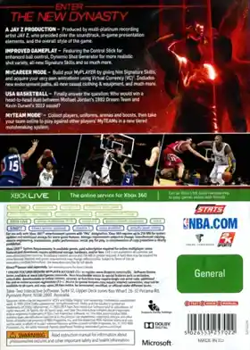 NBA 2K13 (USA) box cover back